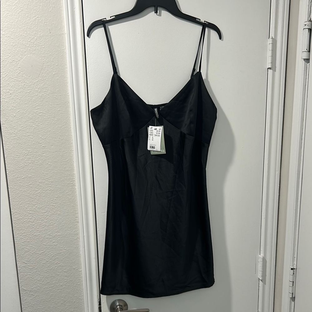 NWT - H&M Black Satin Slip Dress